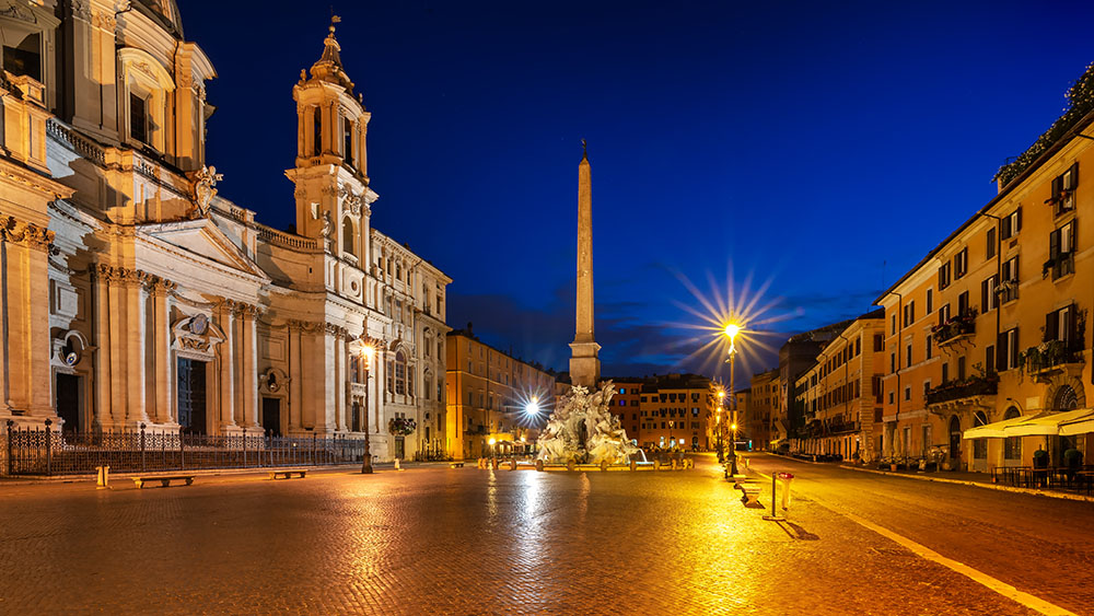 Fontana del Moro e Obelisco a Piazza Navona