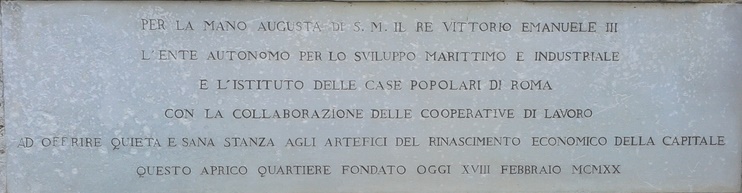 ROMA GARBATELLA epigrafe fondazione nel 1920