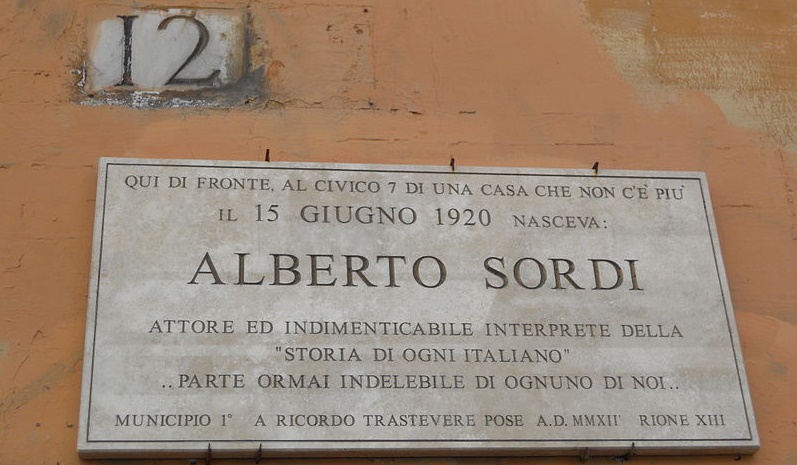 ROMA TRASTEVERE targa Alberto Sordi