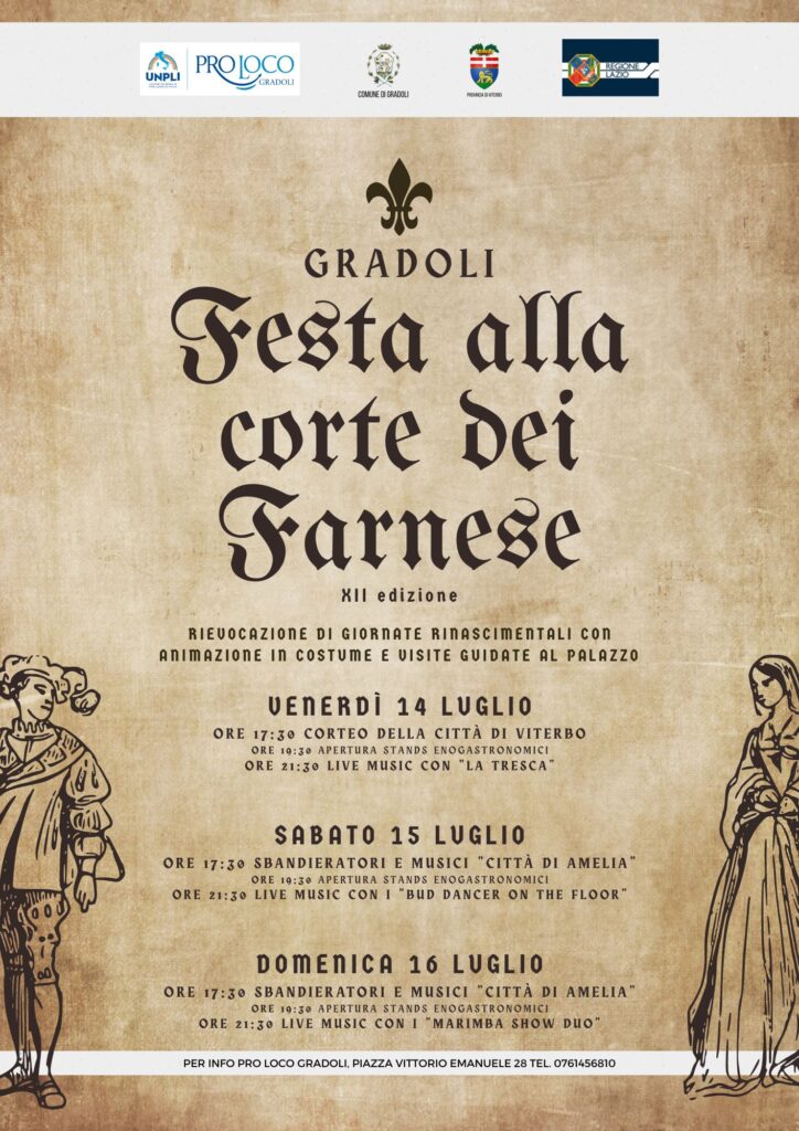 Locandina festa alla Corte dei Farnese Gradoli 2023