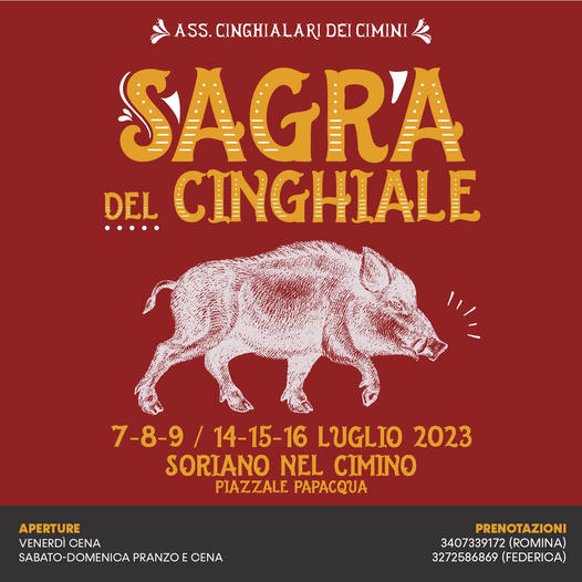 Locandina Sagra del cinghiale Soriano 2023