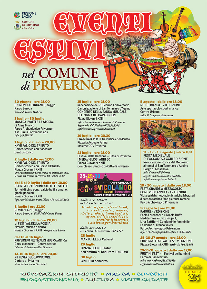 Cartellone eventi estate 2023 Priverno