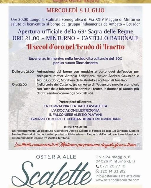 Locandina 69^ Sagra delle Regne 2023 - Minturno