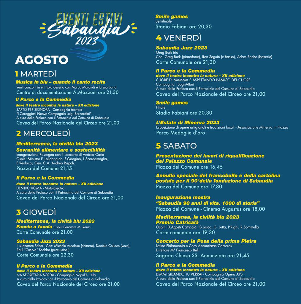 Locandina Sabaudia eventi estivi 2023-1