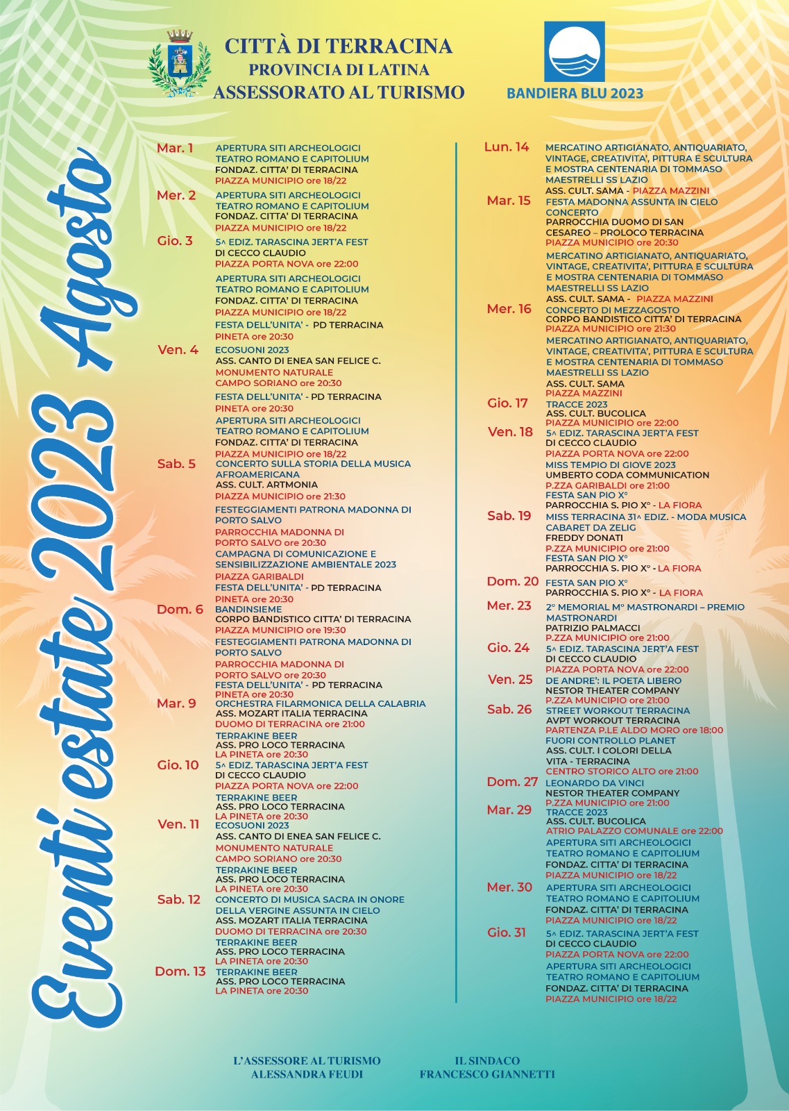 Locandina Terracina eventi agosto 2023