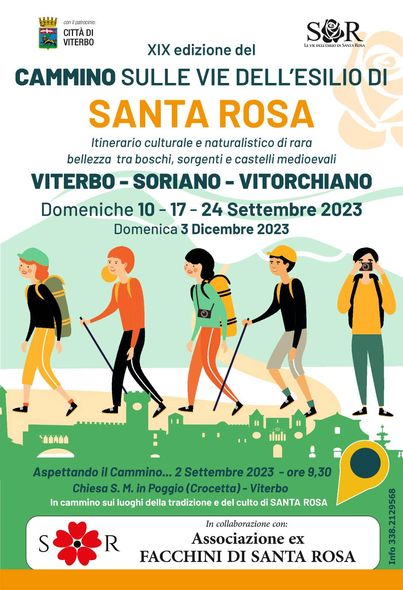 locandina cammino sulle vie dell'esilio di santa rosa 2023