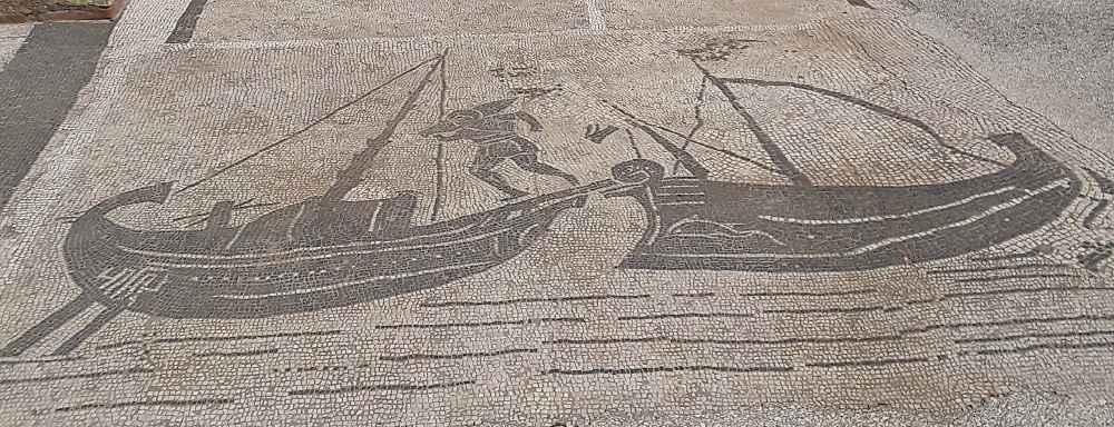 Il mosaico raffigurante Il saccaro nel Piazzale delle Corporazioni