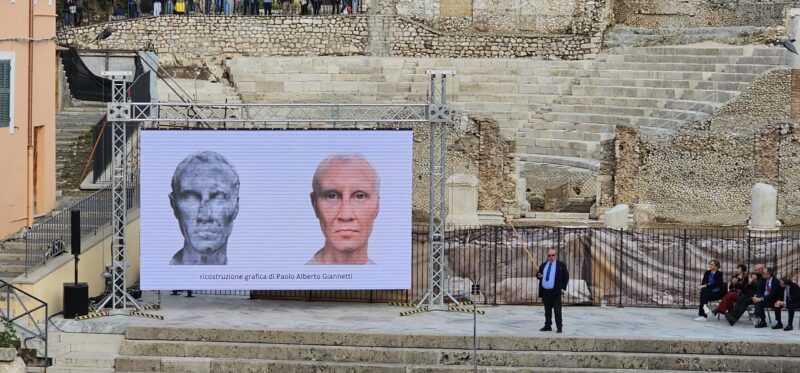 La ricostruzione grafica del volto di Giulio Cesare realizzata da Paolo Alberto Giannetti.