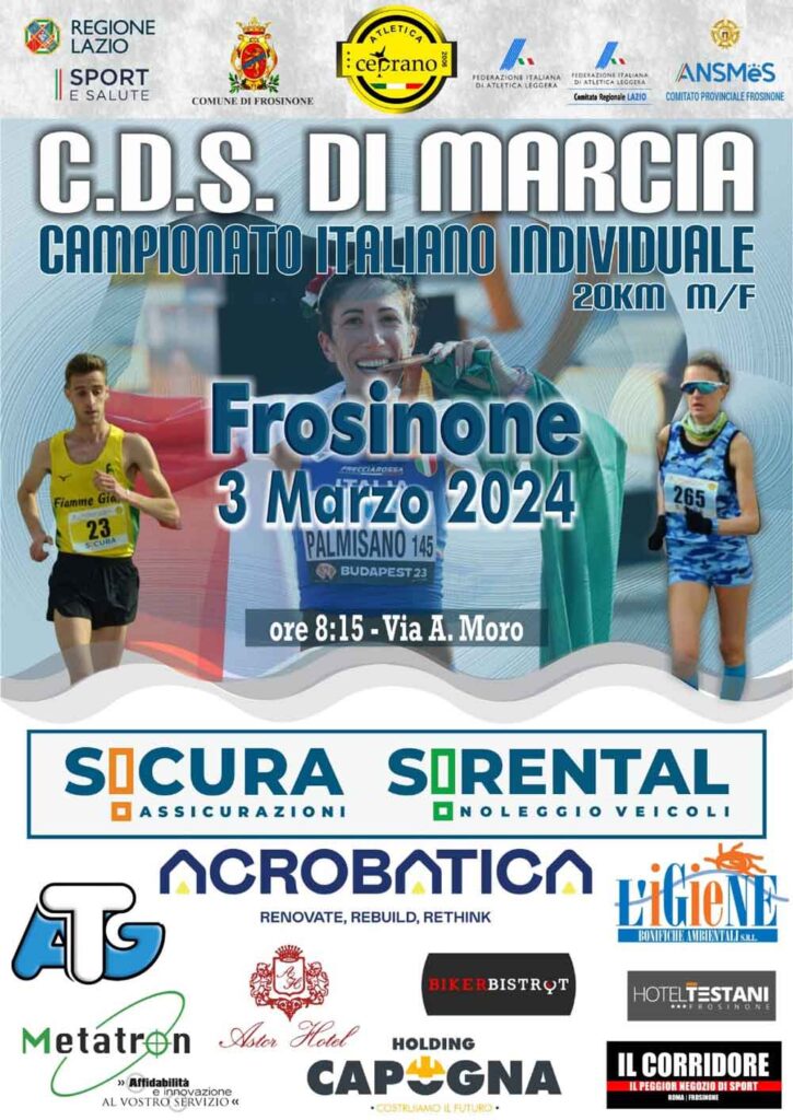 Locandina Campionato italiano 2024 Marcia 20 km a Frosinone