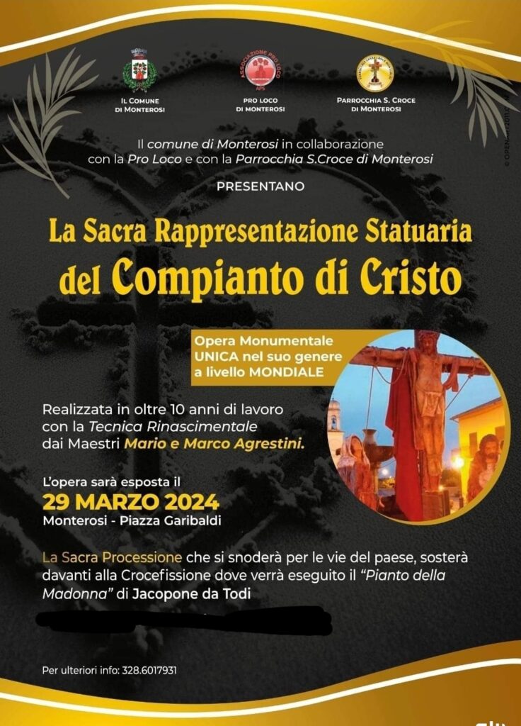 Locandina Sacra Rappresentazione Compianto di Cristo 2024 a Monterosi