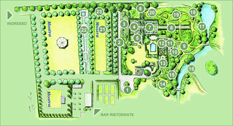 La mappa dei Giardini della Landriana