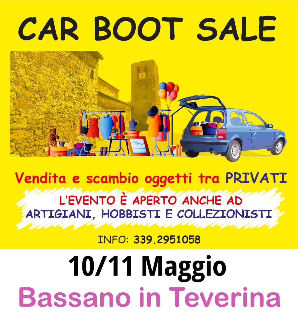 Locandina Car bot di Bassano in teverina, grafica con indicazioni sull'iniziativa