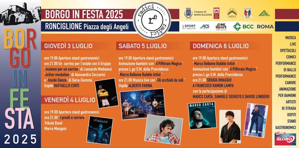 Locandina dell'iniziativa "Borgo in Festa" a Ronciglione