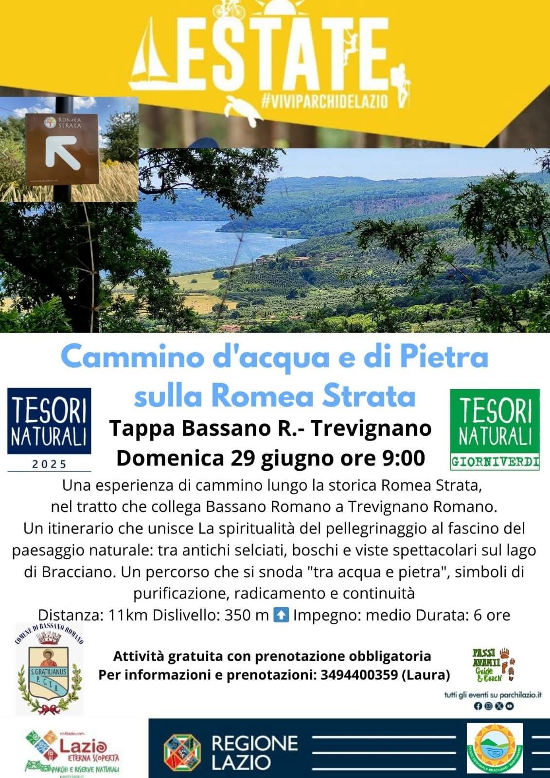 Locandina del Cammino d’acqua e di pietra sulla Romea Strata