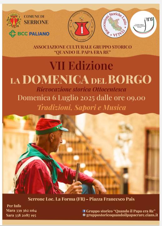 Locandina dell'iniziativa "La Domenica del Borgo" a Serrone