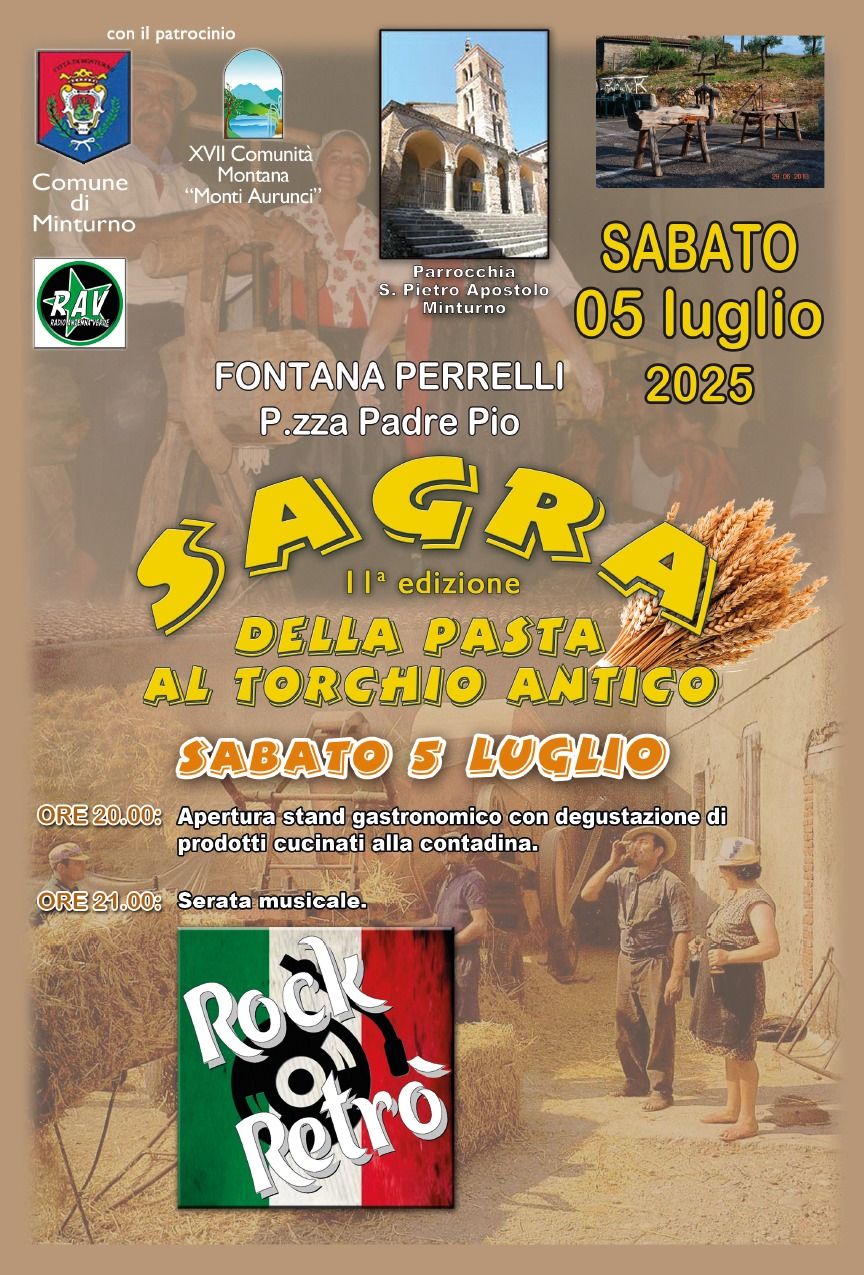 Locandina della Sagra della Pasta al Torchio di Minturno