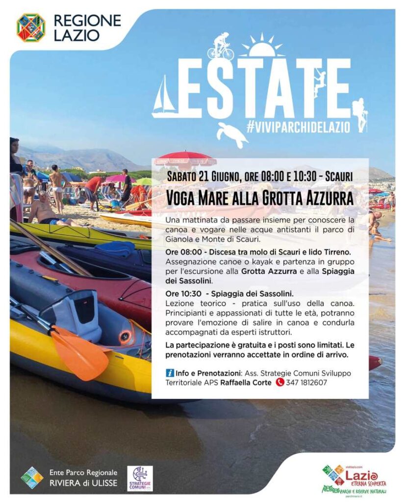 Locandina dell'iniziativa di Scauri "Voga Mare alla Grotta Azzurra"