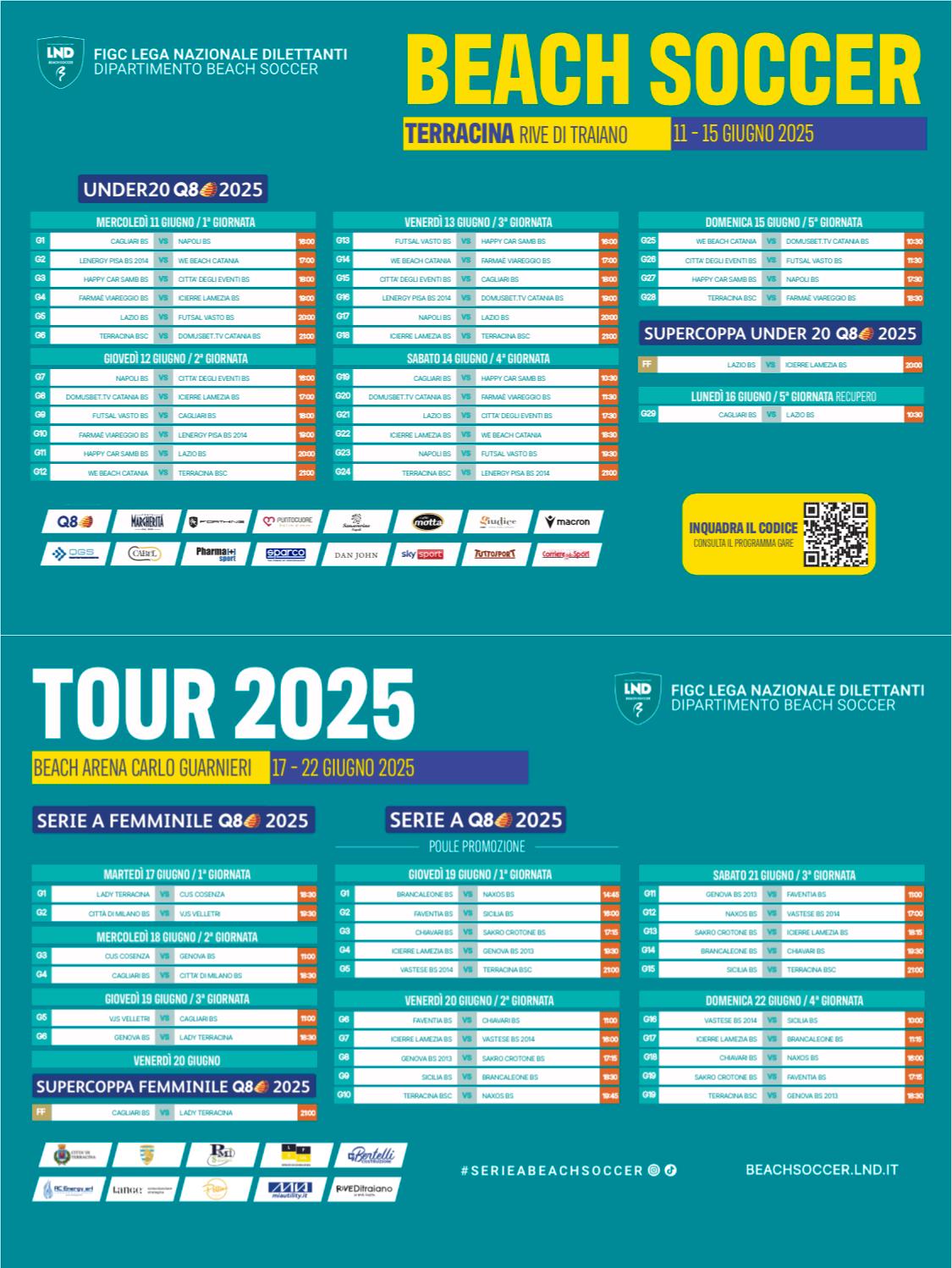 Locandina del Beach soccer a Terracina, contiene il calendario delle partite