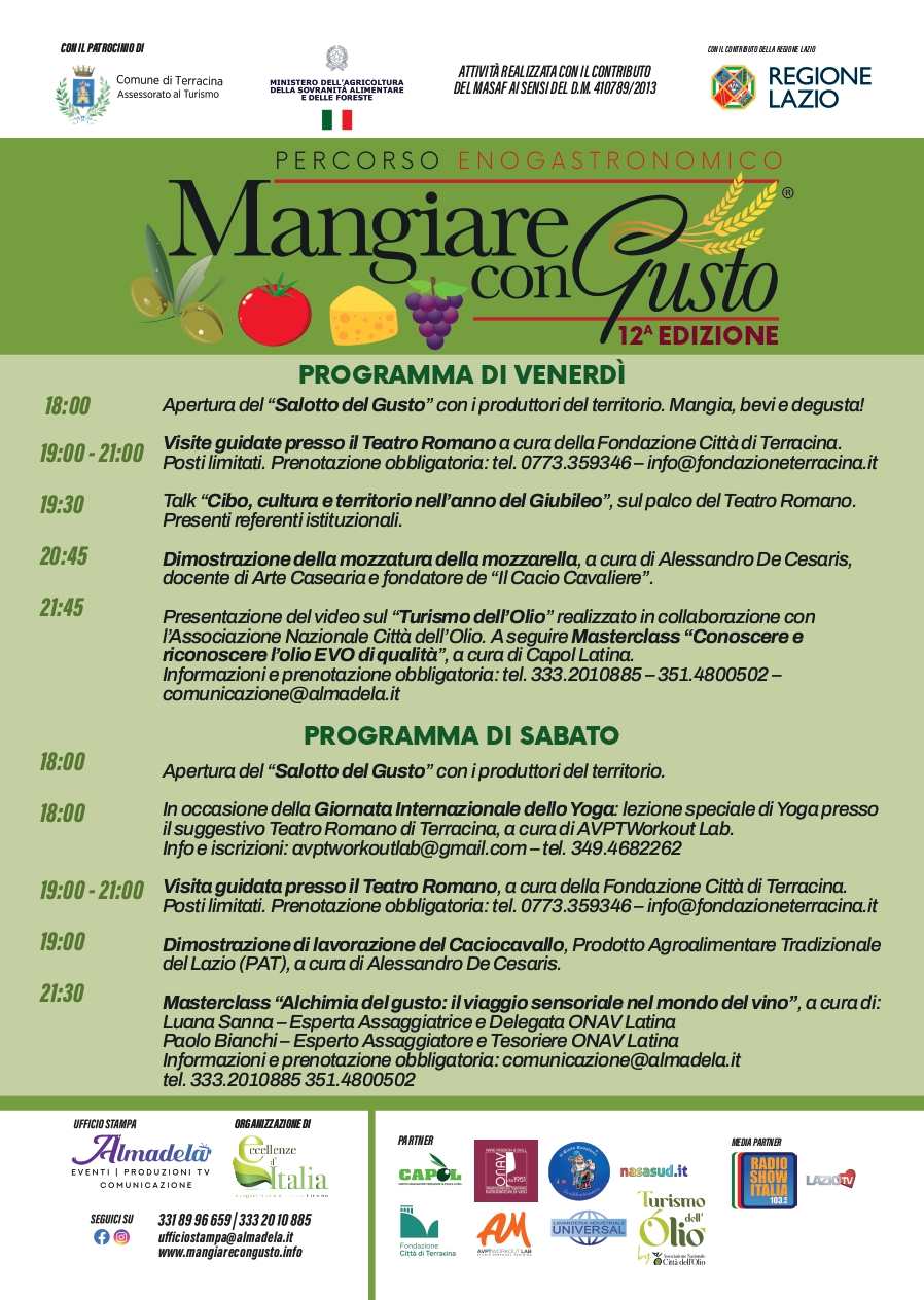 Locandina dell'iniziativa "Mangiare con gusto" a Terracina