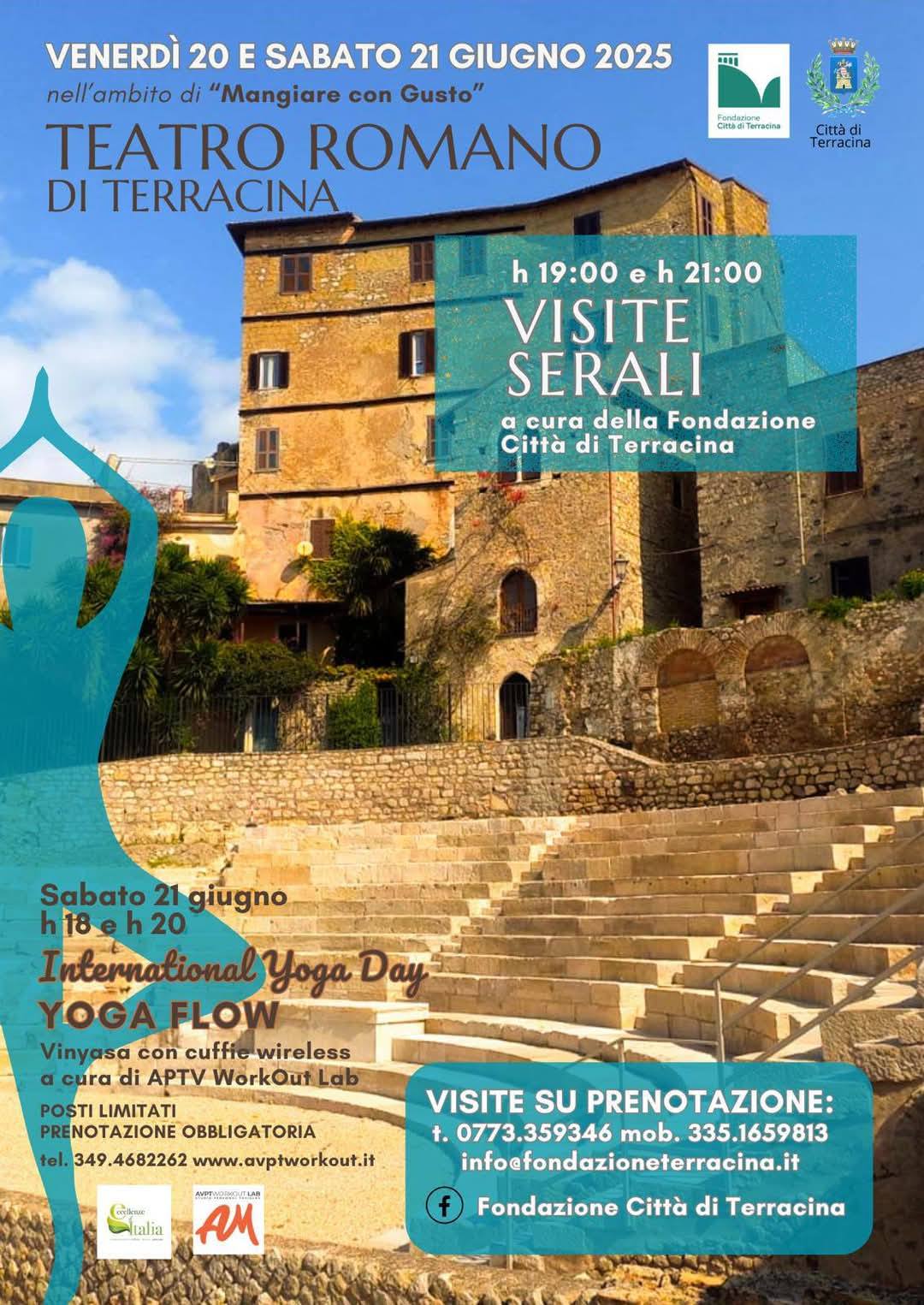 Locandina dell'iniziativa "Yoga al Teatro romano di Terracina"