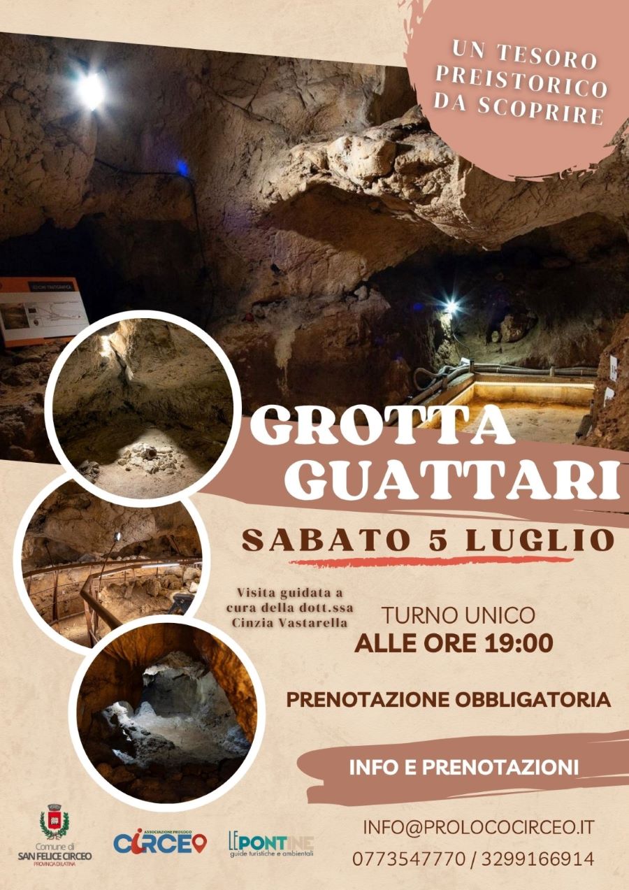 Locandina dell'apertura della Grotta dei Guattari a san Felice Circeo