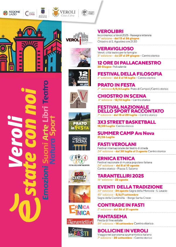 Locandina degli eventi "Veroli Estate con Noi 2025"