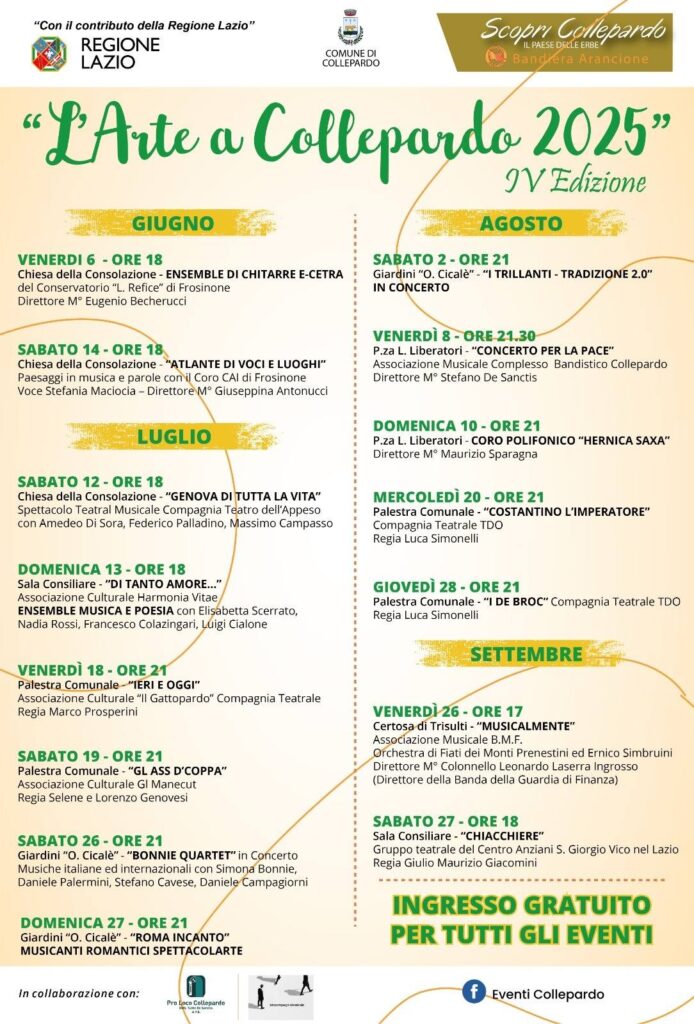 Locandina eventi Collepardo estate 2025