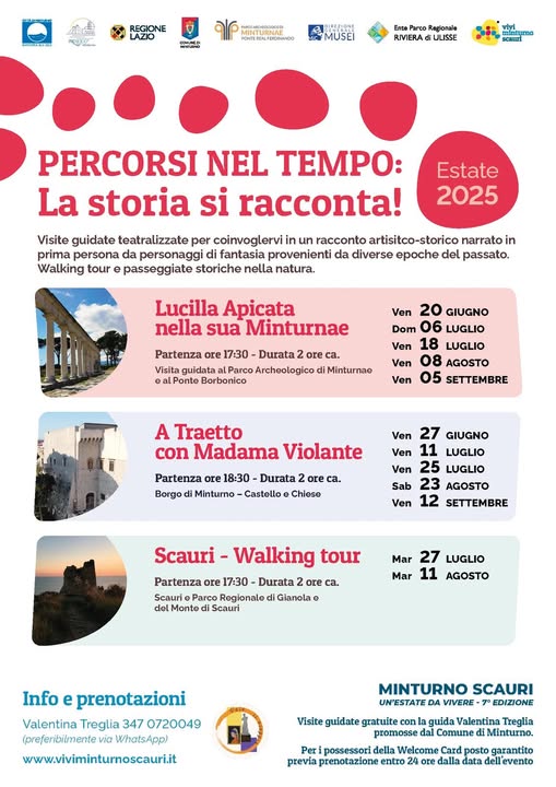 Locandina dell'iniziativa: Percorsi nel tempo a Minturno.