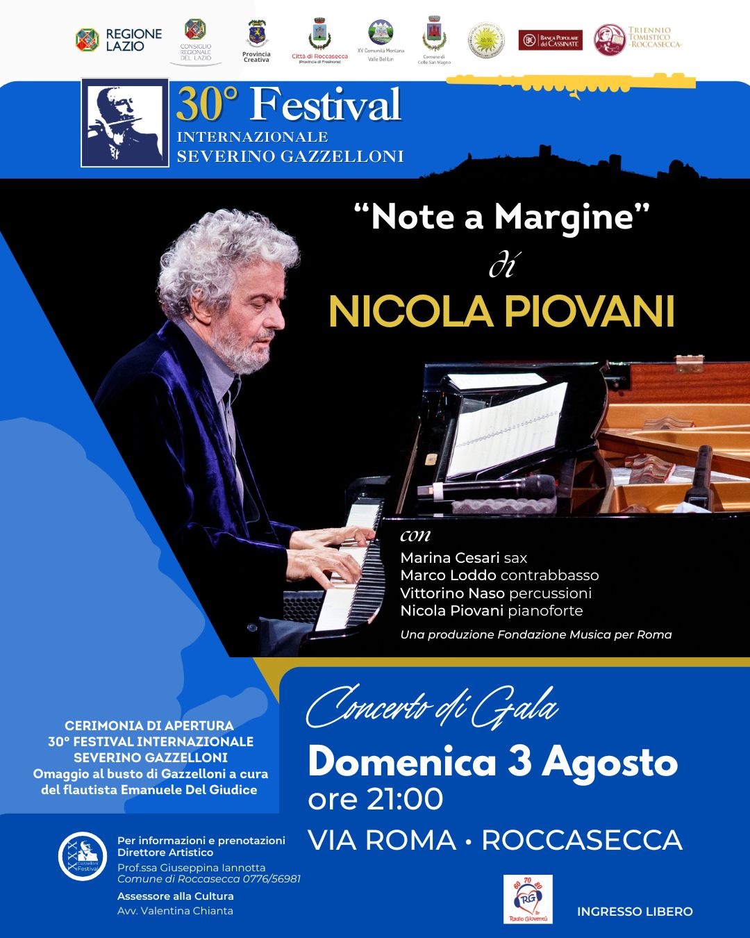 Locandina della serata di Gala del Festival Internazionale Severino Gazzelloni a Roccasecca