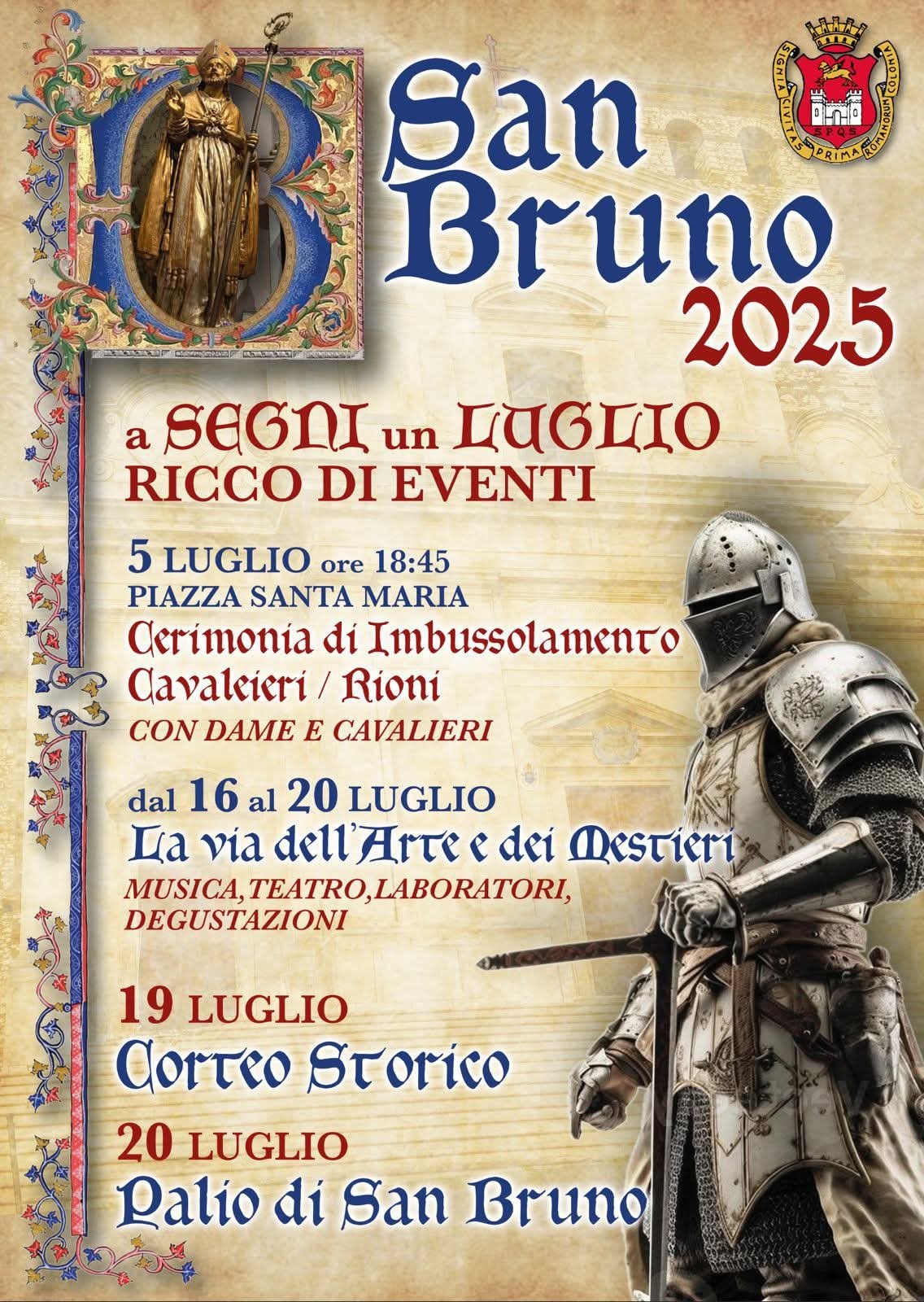 Locandina dei festeggiamenti in onore a San Bruno - Segni