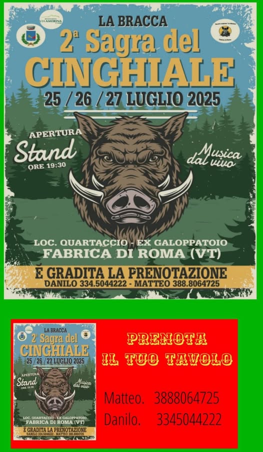 locandina sagra del Cinghiale Fabrica di Roma 2025