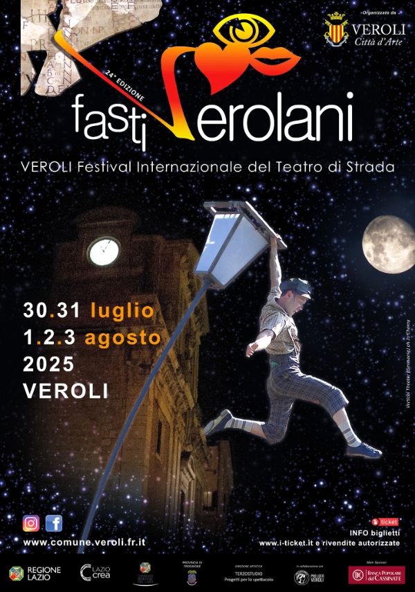 Locandina dei Fasti Verolani di Veroli, contiene titolo e grafiche