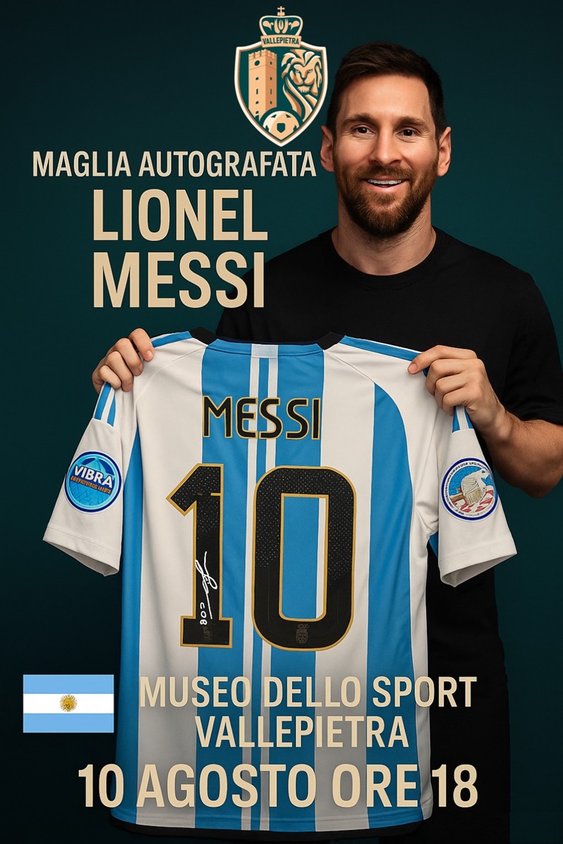 Maglia Messi Museo dello sport Vallepietra - Foto FB Museo dello Sport di Vallepietra