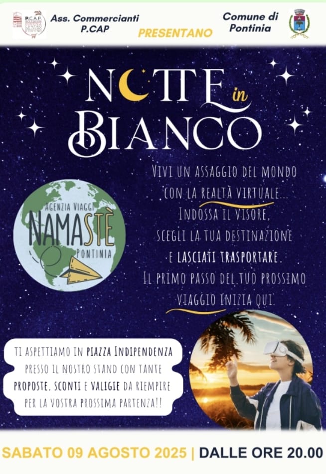 Locandina dell'iniziativa Notte in bianco a Pontinia
