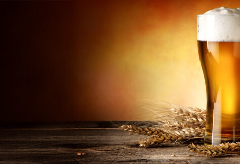 Boccali di birra e spighe di grano