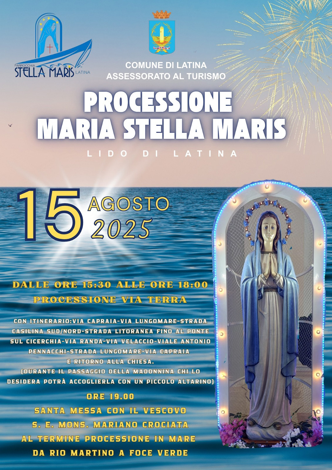 Locandina processione Maria Stella Maris Latina