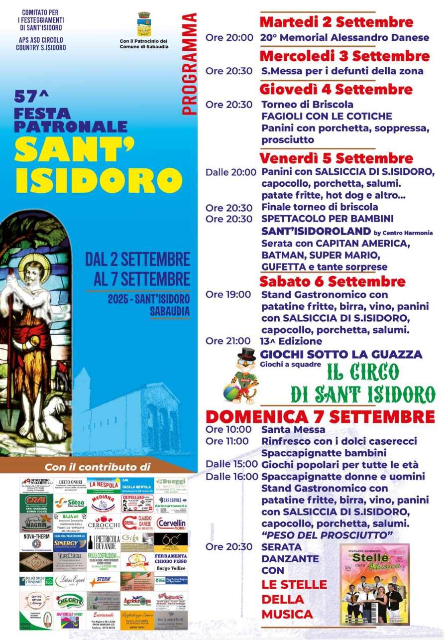 Locandina della Festa Patronale di Sant’Isidoro a Sabaudia