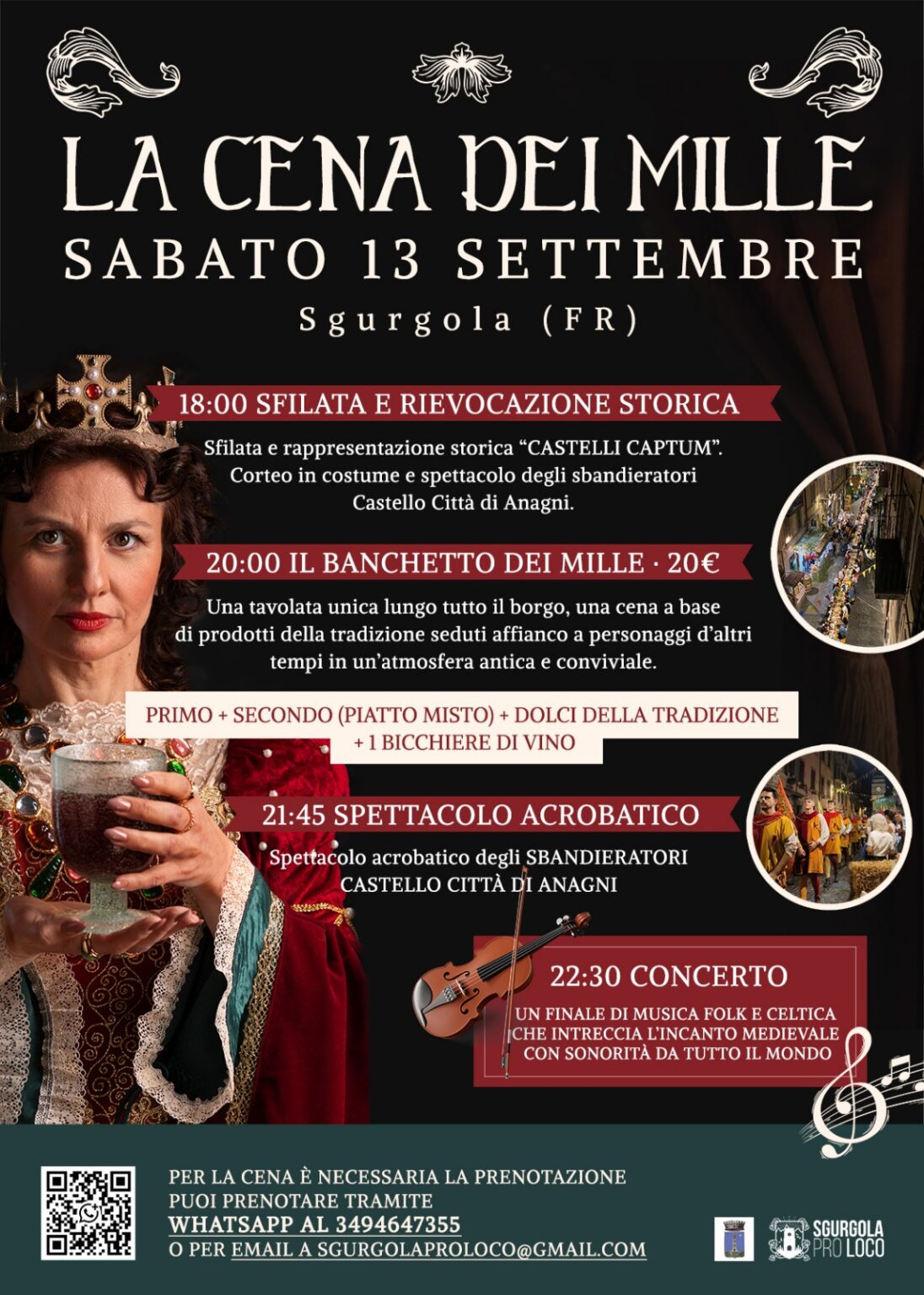 Locandina dell'iniziativa La cena dei Mille a Sgurgola