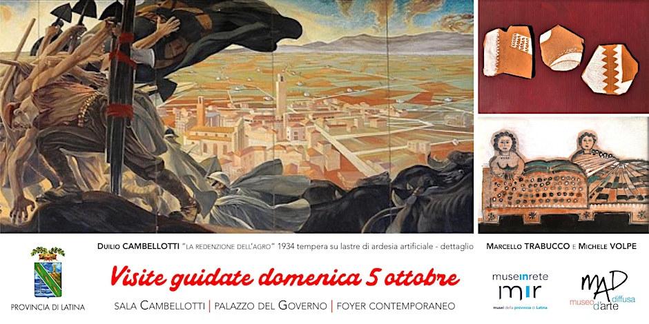 Locandina delle visite guidate e mostre alla Sala Cambellotti di Latina