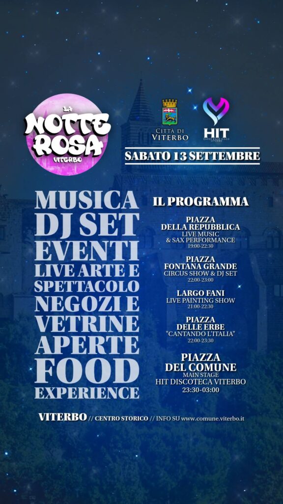 locandina notte rosa a Viterbo
