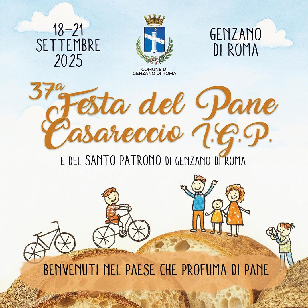 Locandina Festa del pane casareccio IGP di Genzano di Roma e del Santo Patrono 2025