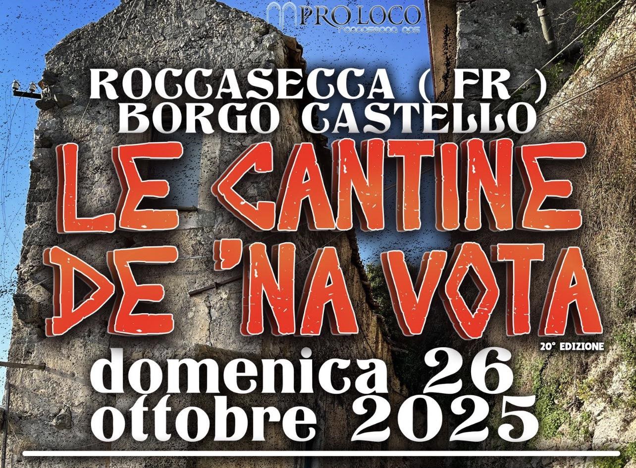 Locandina dell'iniziativa "Le Cantine de na vota" a Roccasecca in provincia di Frosinone