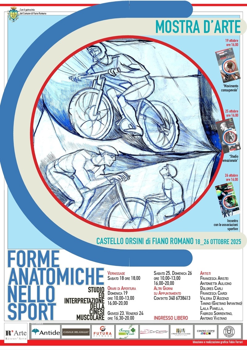 Locandina mostra Forme anatomiche nello sport a Fiano Romano