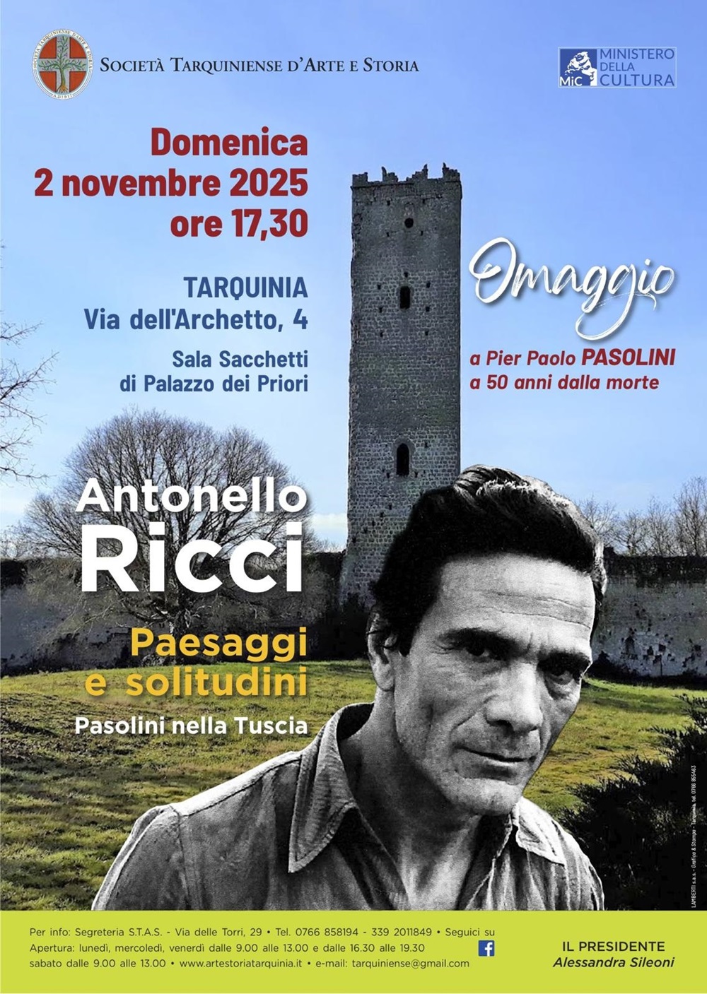 Locandina evento dedicato a Pasolini a Tarquinia 2025