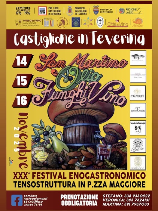 Locandina dell'iniziativa San Martino Olio Funghi e Vino a Castiglione in Teverina