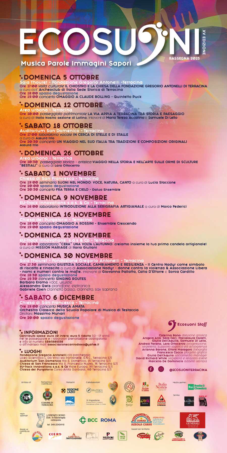 Locandina delle escursioni in programma a Terracina fino al 6 ottobre nell'ambito di Ecosuoni