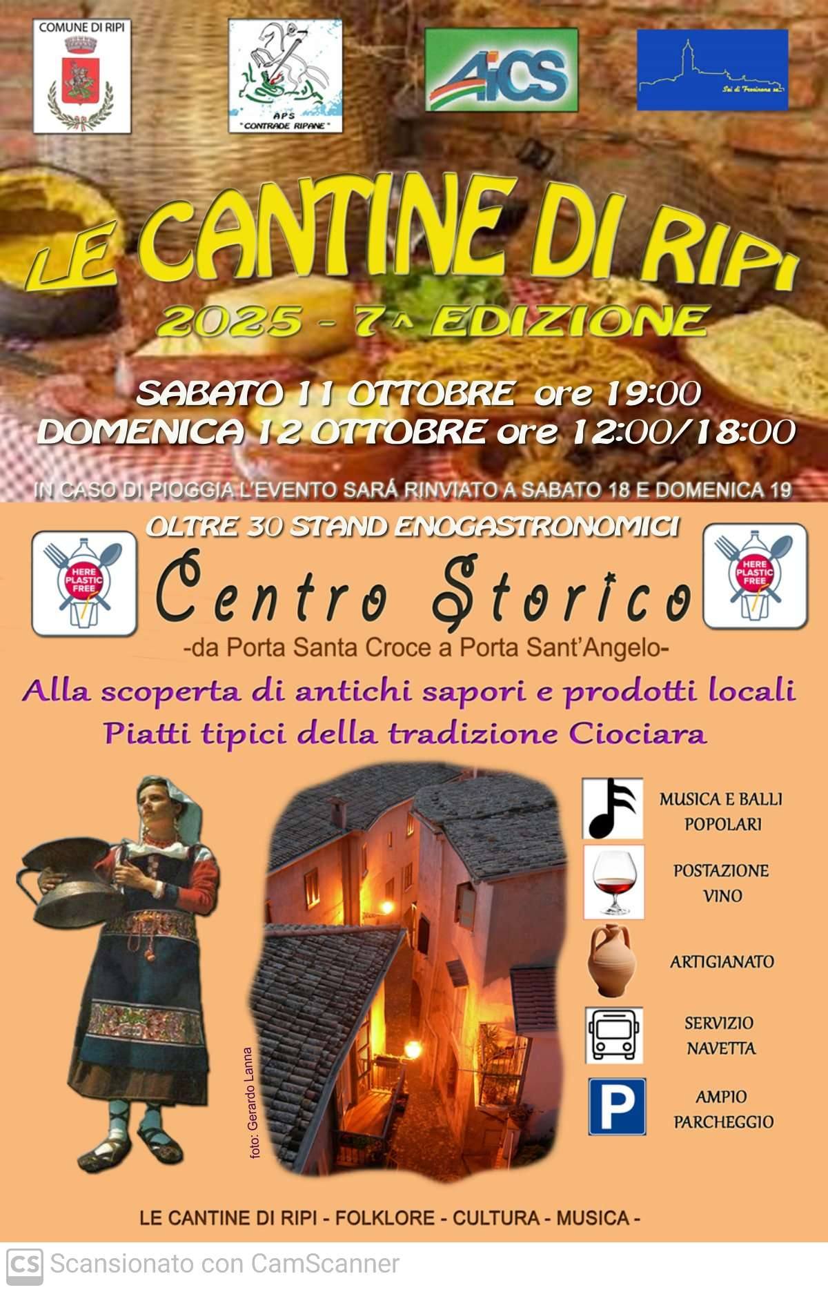 Locandina dell'iniziativa "Le Cantine di Ripi" evento gastronomico