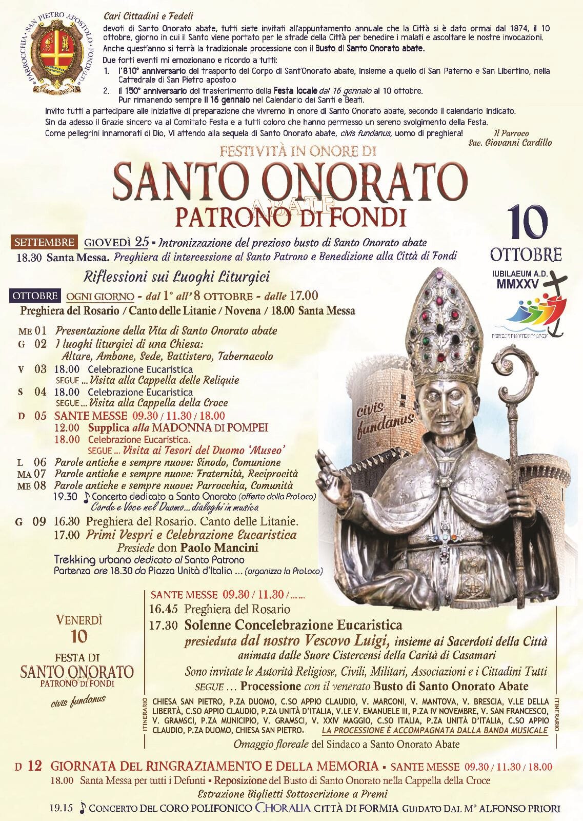 Locandina della Festa del Santo Patrono di Fondi, Sant'Onorato