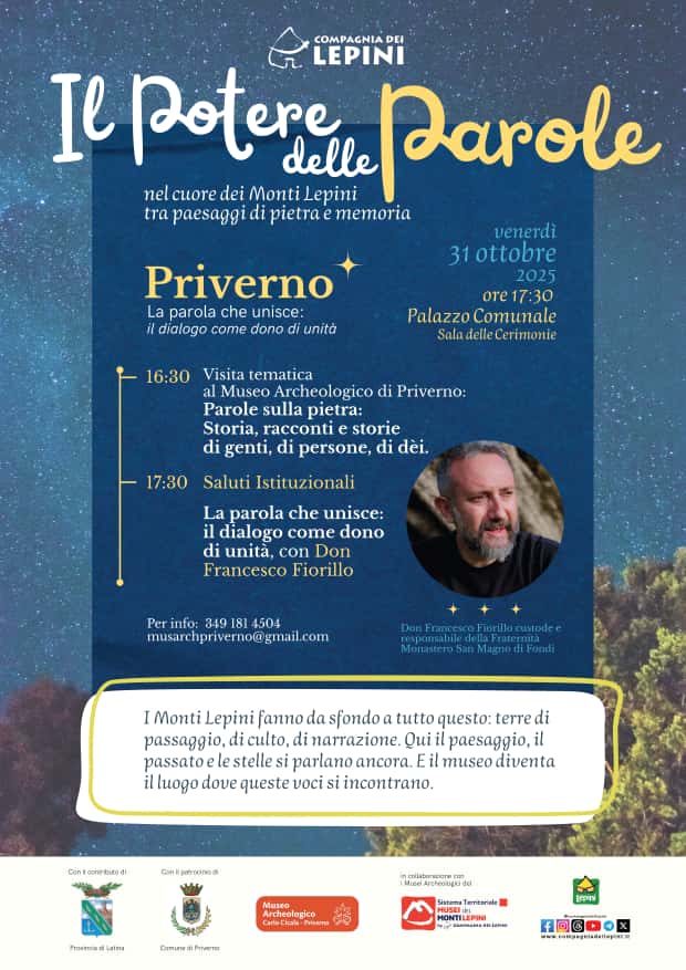 Locandina dell'iniziativa Il potere delle Parole a Priverno