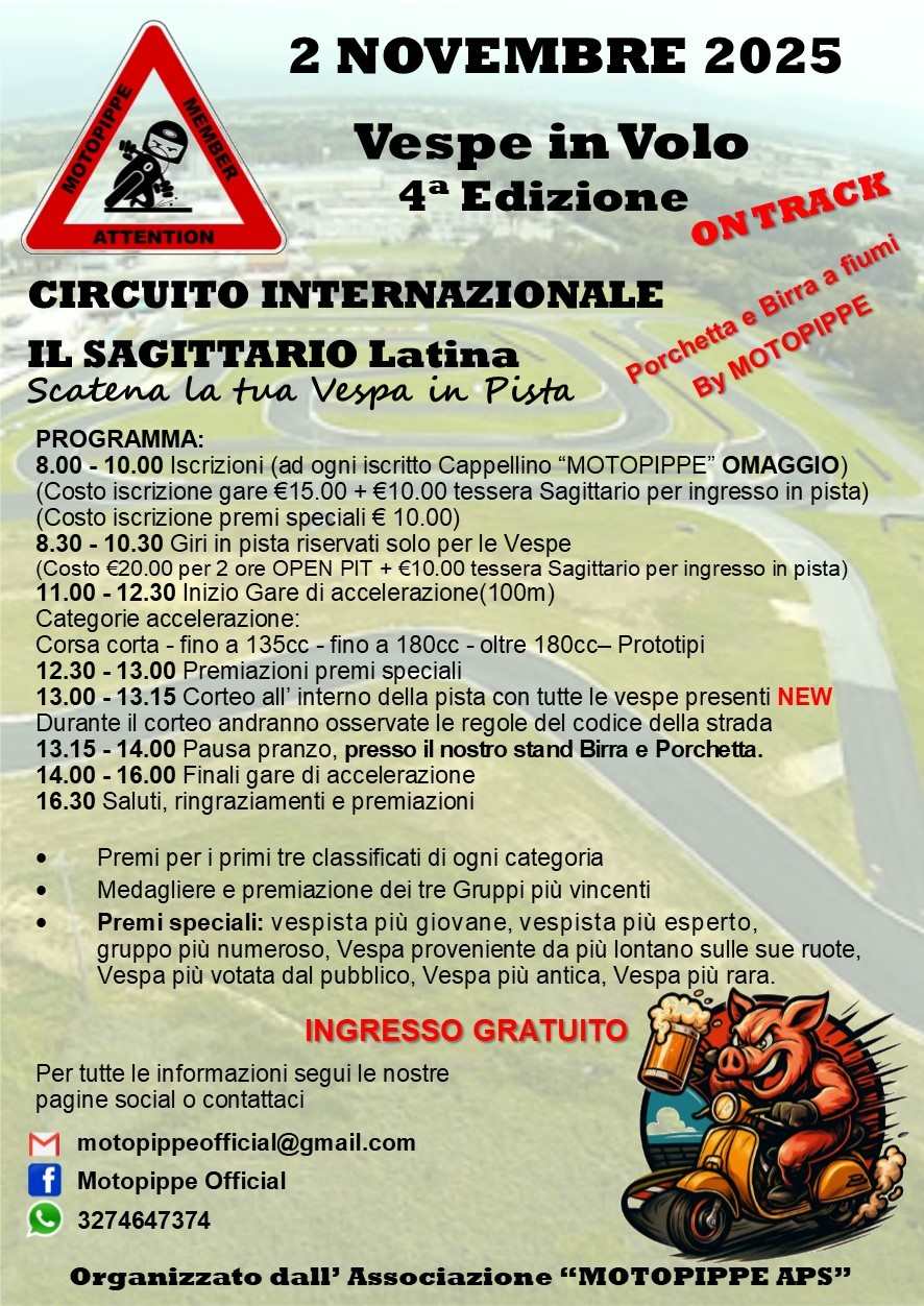 Locandina della manifestazione Vespe in volo a Latina